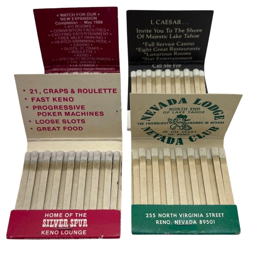 Lot of 4 Vintage Hotel Casino/Club MATCHBOOKS Matchbox Souvenir Caesar, Eldorado